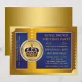 Royal Blue & Gold Prince Verjaardagsfeest Kaart (Voorkant / Achterkant)