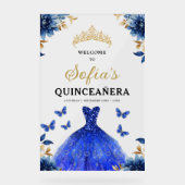 Royal Blue Gold Princess Quinceañera Welkom Acryl Bord (Voorkant)