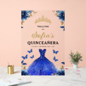 Royal Blue Gold Princess Quinceañera Welkom Acryl Bord (Huwelijk)