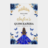 Royal Blue Gold Princess Quinceañera Welkom Acryl Bord (Voorkant)