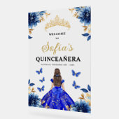 Royal Blue Gold Princess Quinceañera Welkom Acryl Bord (Hoek)