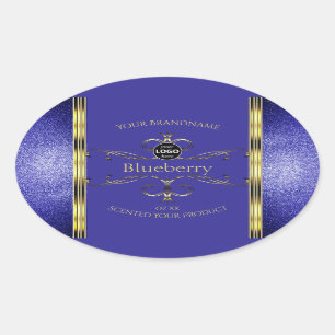 Royal Blue Gold Product Labels Glitter Border Logo