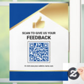 Royal Blue Gold QR-code Klantfeedback Beoordeling Raamsticker (Huis)