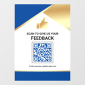 Royal Blue Gold QR-code Klantfeedback Beoordeling Raamsticker (Vel)