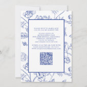 Royal Blue Gold QR Floral Butterfly Quinceañera Kaart (Achterkant)
