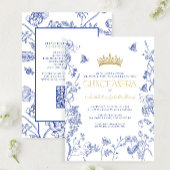 Royal Blue Gold QR Floral Butterfly Quinceañera Kaart