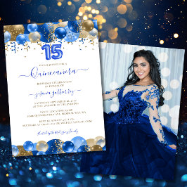 Royal Blue Gold Quinceañera ballon foto Kaart