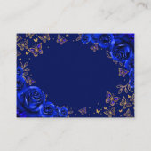 Royal Blue Gold Quinceanera Reception Details Informatiekaartje (Achterkant)