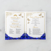 Royal Blue & Gold Quinceanera Tiara Butterflies Programma (Binnen)