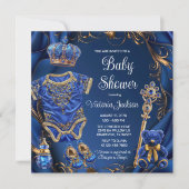 Royal Blue Gold Regal Prince Baby shower Kaart (Voorkant)