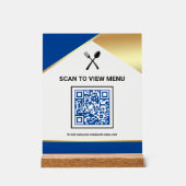 Royal Blue Gold Restaurant Digitaal QR Code Menu Acryl Bord (Voorkant)