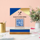 Royal Blue Gold Restaurant Digitaal QR Code Menu Acryl Bord (Huwelijk)