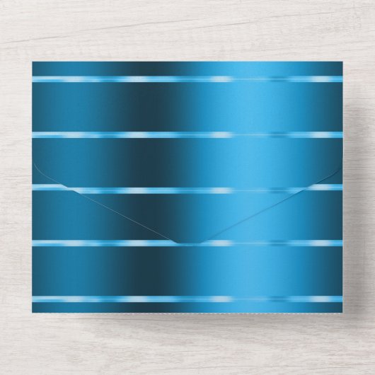 Royal Blue Gold Ribbon Wedding All In One Uitnodiging (Achterkant)