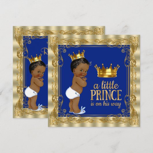 Royal Blue Gold Royal Prince Baby shower Kaart (Voorkant / Achterkant)