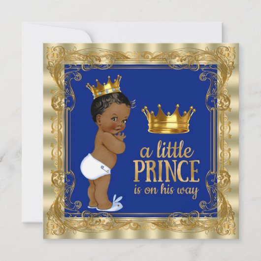 Royal Blue Gold Royal Prince Baby shower Kaart (Voorkant)