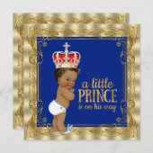 Royal Blue Gold Royal Prince Baby shower Kaart (Voorkant / Achterkant)