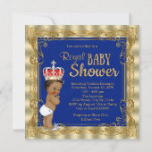 Royal Blue Gold Royal Prince Baby shower Kaart (Achterkant)
