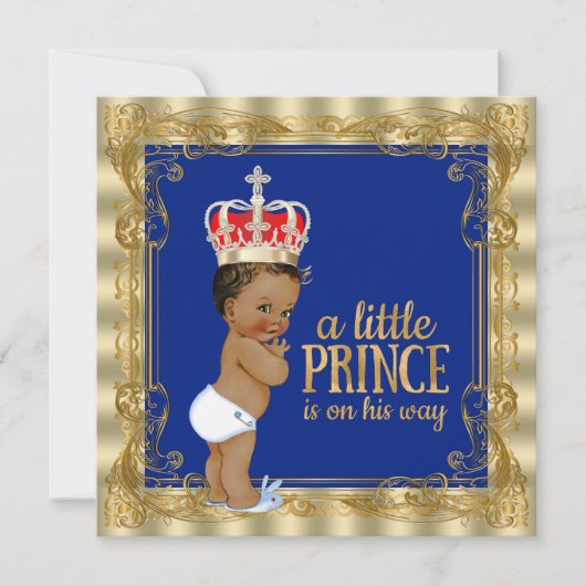 Royal Blue Gold Royal Prince Baby shower Kaart (Voorkant)