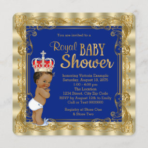 Royal Blue Gold Royal Prince Baby shower Kaart