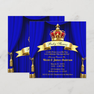 Royal Blue Gold Royal Red Crown Prince Baby shower Kaart