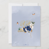 Royal Blue Gold Rozen Tiara Butterfly Quinceañera Kaart (Achterkant)