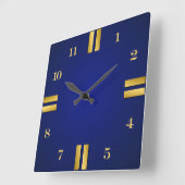 Royal Blue & Gold Square Wall Clock - Moderne inri Vierkante Klok (Hoek)