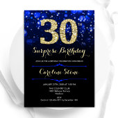 Royal Blue Gold Surprise 30e verjaardag Kaart