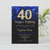 Royal Blue Gold Surprise 40e verjaardag Kaart (Staand voorkant)