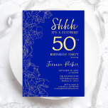 Royal Blue Gold Surprise 50th Birthday Kaart<br><div class="desc">Royal Blue Gold Surprise,  uitnodiging op 50e verjaardag. Het minimalistische moderne feministische ontwerp kenmerkt botanische accenten en typografische manuscriptdoopvont. Eenvoudige bloemige uitnodigingskaart perfect voor een stijlvol vrouw verrassingsfeest.</div>