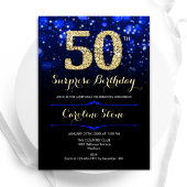 Royal Blue Gold Surprise 50th Birthday Kaart