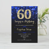 Royal Blue Gold Surprise 60e verjaardag Kaart (Staand voorkant)