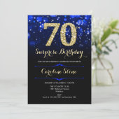 Royal Blue Gold Surprise 70e verjaardag Kaart (Staand voorkant)