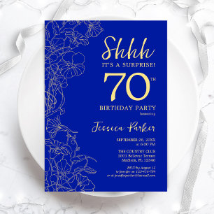 Royal Blue Gold Surprise 70e verjaardag Kaart