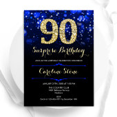 Royal Blue Gold Surprise 90th Birthday Kaart