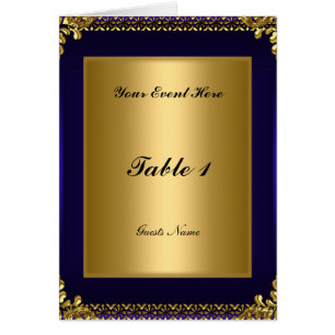 Royal Blue Gold Table Placement Kaart Menu