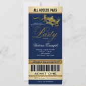 Royal Blue Gold Ticket Style Masquerade Party Kaart (Voorkant)