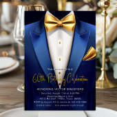 Royal Blue Gold Tuxedo Elk nummer Verjaardag Evene Kaart