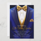Royal Blue Gold Tuxedo Elk nummer Verjaardag Kaart (Voorkant)