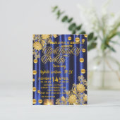 Royal Blue Gold verjaardagsfeestje uitnodiging, vr Kaart (Staand voorkant)