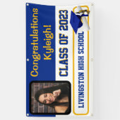 Royal Blue & Gold Vinyl Afstuderen Spandoek (Verticaal)
