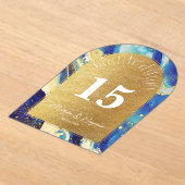 Royal Blue Gold Wedding Acryl Boog Tafel Nummer Acryl Uitnodigingen (Laagn)