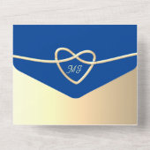 Royal Blue Gold Wedding All In One Uitnodiging (Achterkant)