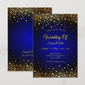 Royal Blue Gold Wedding Invitation populair Bedankkaart (Voorkant / Achterkant)