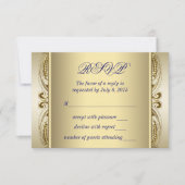 Royal Blue & Gold Wedding RSVP (Voorkant)