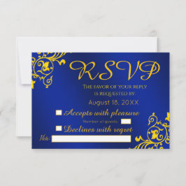 Royal Blue & Gold Wedding RSVP Kaartje