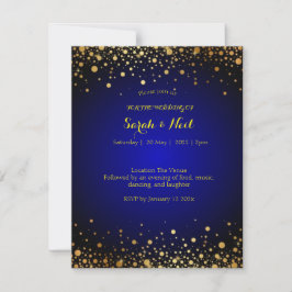 Royal Blue Gold Wedding Uitnodiging