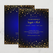 Royal Blue Gold Wedding Uitnodiging (Voorkant / Achterkant)