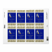 Royal Blue Gold Wedding Wijn Labels (Full Sheet)