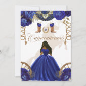 Royal Blue Gold Western Charro 2-Sided Quinceanera Kaart (Voorkant)