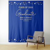 Royal Blue Goud Custom Jaar achtergrond afstuderen Wandkleed (In situ)